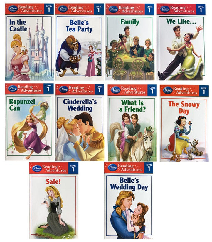 Reading Adventures Disney Princess Level 1 Box Set collection - 10 Books + 86 stickers