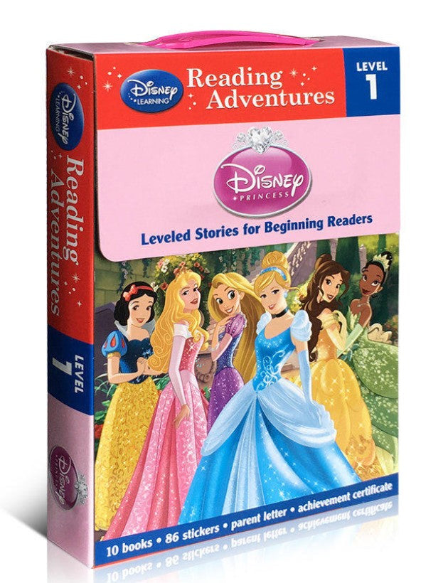 Reading Adventures Disney Princess Level 1 Box Set collection - 10 Books + 86 stickers