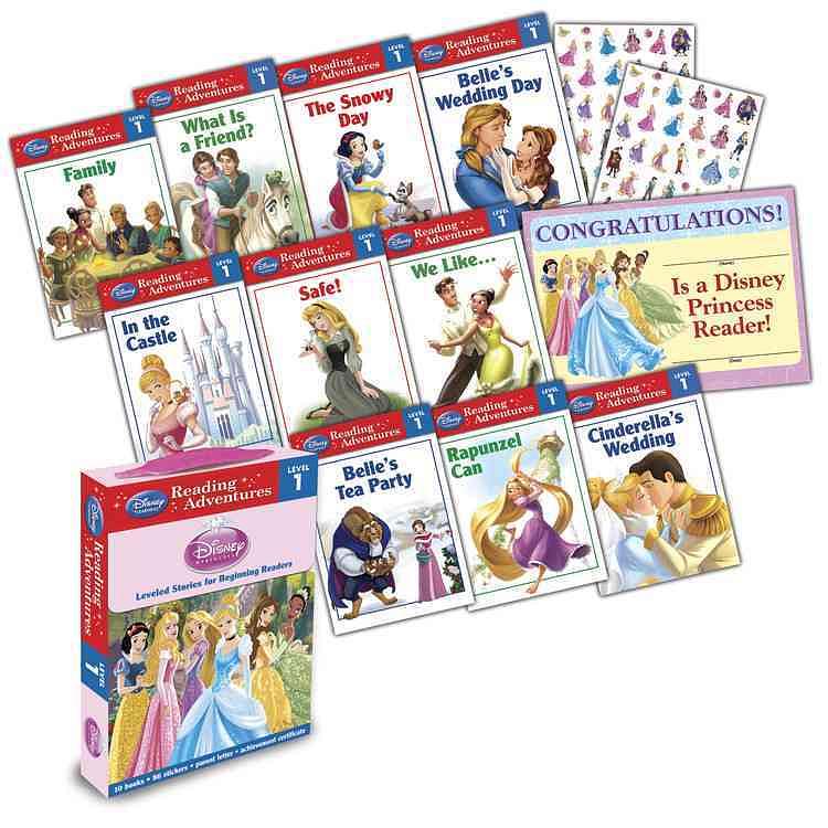 Reading Adventures Disney Princess Level 1 Box Set collection - 10 Books + 86 stickers