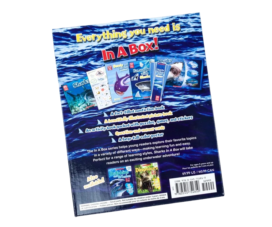 Sharks In A Box - 3 Books (include stickers, a fan deck of fascinating Q&A, a poster, and a parent’s guide)