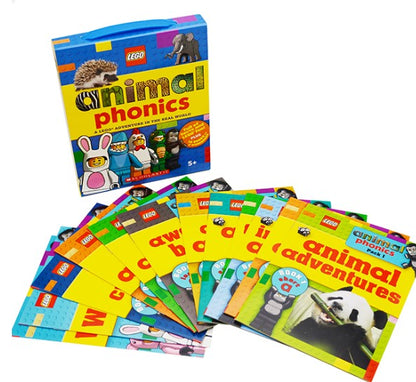 Animals Phonics Box Set: A LEGO Adventure in the Real World Collection - 10 Books + 2 Workbooks