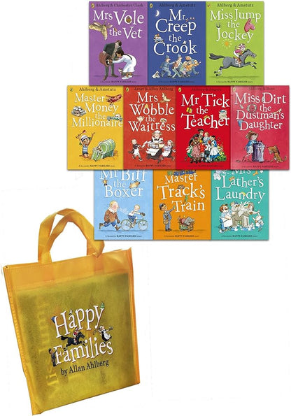 Happy Families Collection - 10 Books ( in a printed  woven bag )