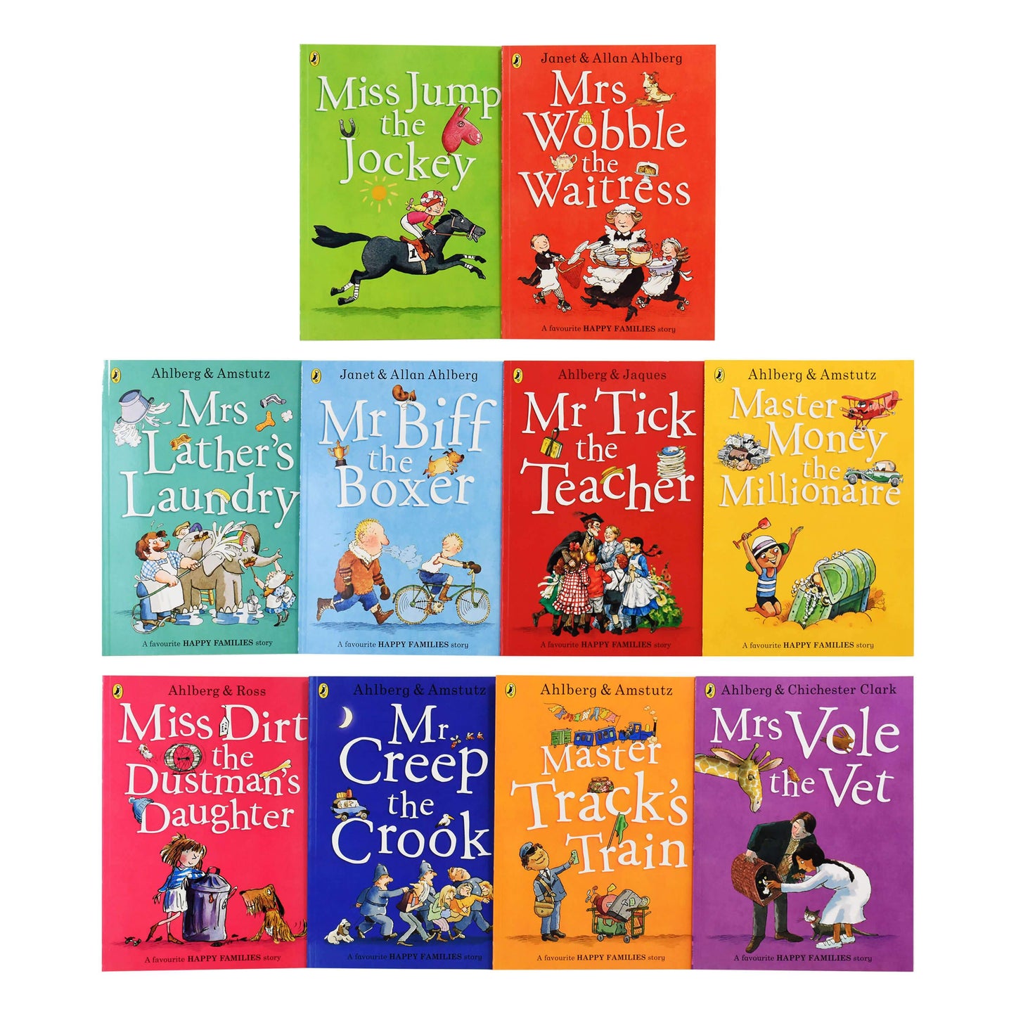 Happy Families Collection - 10 Books ( in a printed  woven bag )