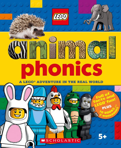 Animals Phonics Box Set: A LEGO Adventure in the Real World Collection - 10 Books + 2 Workbooks