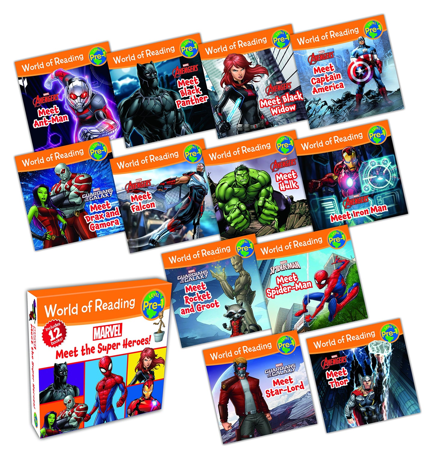 World of Reading Marvel: Meet the Super Heroes!-Pre-Level 1 Boxed Set - 12 Books